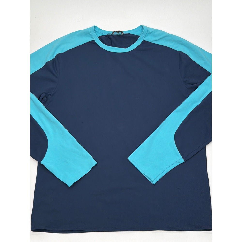Theory Mens Long Sleeve Colorblock Performance Shirt Navy Blue Size M